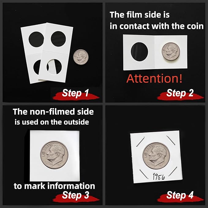 MUDOR Upgraded Premium Coin Flips for Half Dollars, 200 Pack Cardboard Coin Holder, Mylar Coin Flips 2x2, Paper Coin Holders