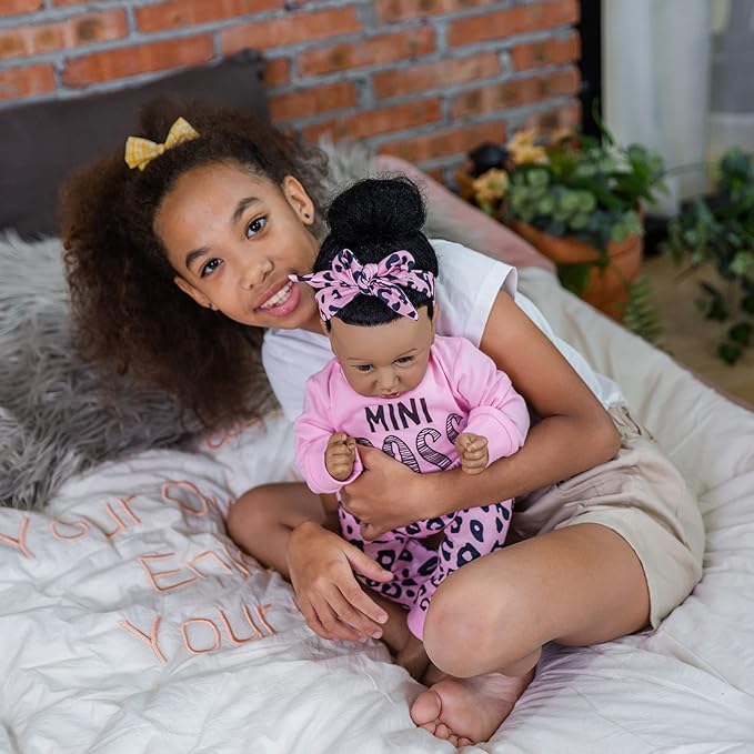 HOOMAI Lifelike Reborn Baby Dolls with Soft Body African American Realistic Girl Doll 22.8 Inch Best Birthday Gift Set