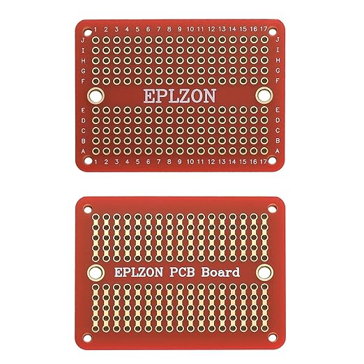 Solderable Breadboard Mini PCB Board Gold-Plated Solder Breadboard for DIY Electronics Projects Apply to Soldering Projects 2.0"x1.5" Mixed Color(Pack of 10 Pcs,RED)