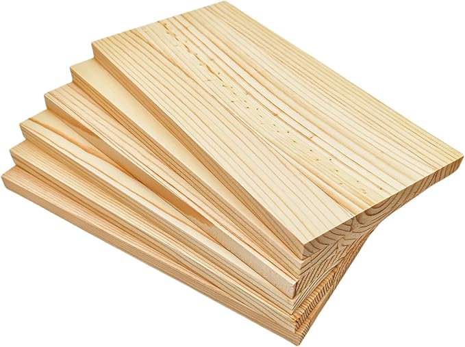6PCS Rectangle Wood Boards Unfinished Wood Blocks for Crafting, 8x4x0.4in Blank Whittling Wooden Blocks for Wood Carving,Painting & Burning