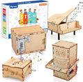 Poraxy 4 Set STEM Kits for Kids Ages 8-10 10-12, Toys for Ages 8-13, Music Box, Robot 3D Puzzle Educational Science Building Projects Crafts, Birthday Gifts for Boys Girls 7 8 9 10 11 12 13 Year Old