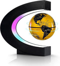 Flagest Magnetic Levitation Floating Globe, Levitating C Shape Golden Globe with LED Lights for Education Home Office Desk Decor, Holiday Anniversary Creative Gift(3.3 Inches)