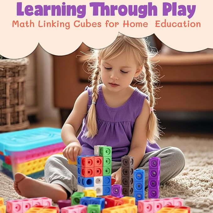 300 Pcs Linking Cubes for Math with Storage Boxes, Kids Counting Blocks for Math STEM Connecting Cubes Math Manipulatives Classroom Learning Supplies for Preschool and Elementary Aged Kids