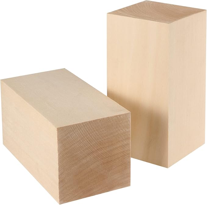 6 Pack Basswood Block, 6 x 3 x 3 Inch Basswood Carving Blocks, Large Unfinished Wooden Carving Block for Crafts Carving and Whittling