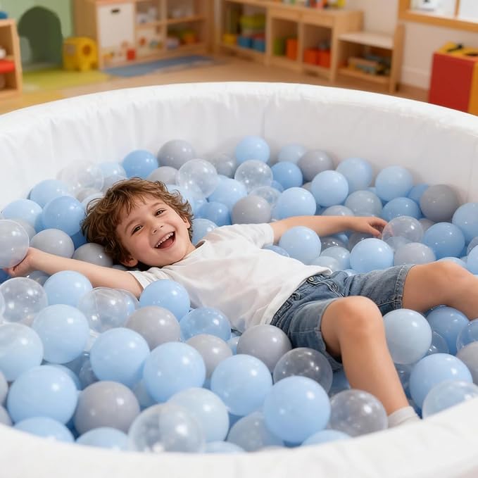 Ball Pit Balls Pack of 100 200 500 - Star and Round Set BPA Free Phthalate Free Non-Toxic Crush Proof Play Balls Soft Plastic Balls for Toddlers Baby Kids Birthday Pool Tent Party
