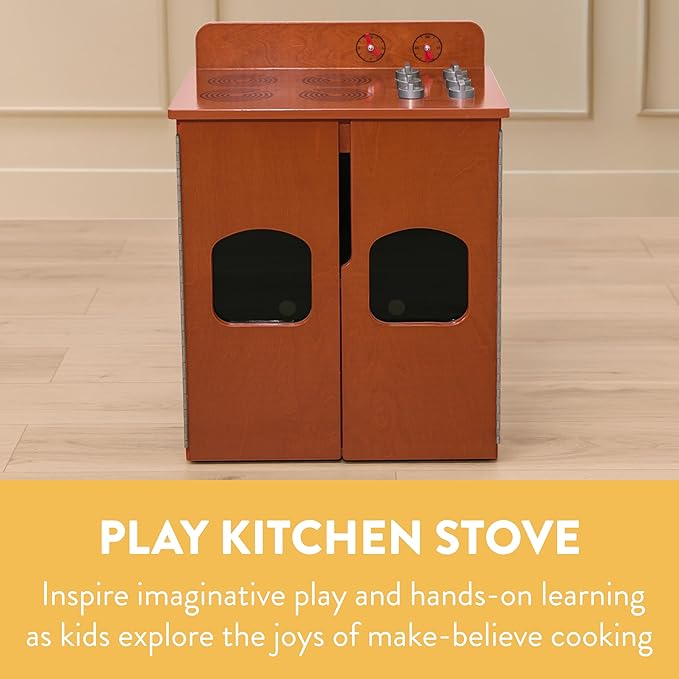 Chef's Station Kids Wooden Pretend Kitchen Stove, Play Kitchen, Dark Walnut