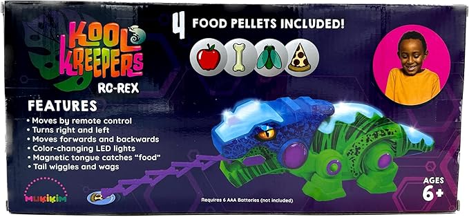 Kool KREEPERS RC-REX - Color-Changing & Walking Dinosaur Toy with Magic Magnetic Tongue That Extends & Catches Food Pellets. Features Wagging Tail, Flashing Lights & Roar Sounds