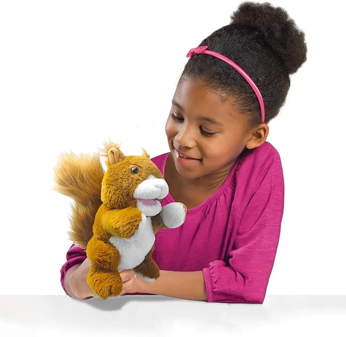 Hand Puppets,10" Squirrel Hand Puppet for Kids,Hand Puppets for Toddlers 1-3 and Kids with Movable Mouth,Sloth Stuffed Animal Plush Puppets Toy Gift for Interactive Storytelling (Squirrel)