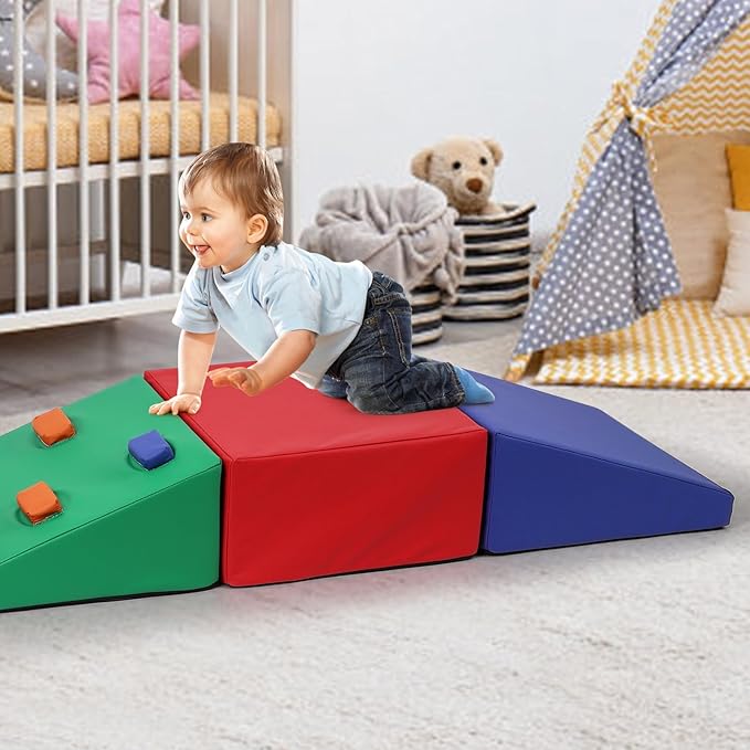 GarveeLife Foam Climbing Blocks for Toddlers, Waterproof Toddler Climbing Toys, Baby Jungle Gym Indoor Lightweight, Easy to Clean Foam Play Gym 5PCS