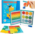 Magnetic Fraction Demonstration Book, Magnetic Fraction Tiles, Magnetic Fraction Disc Set, Magnetic Math Master Set - 102 PCS, Educational Fraction Puzzle for Teaching (Dinosaur, 1, Set)