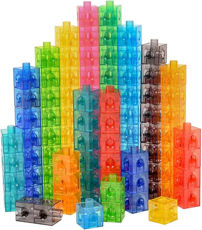 edxeducation Translucent Linking Cubes - Construction Toy for Early Math - Set of 100 - 0.8 Inch - Light Table Toy - Elementary + Preschool Learning