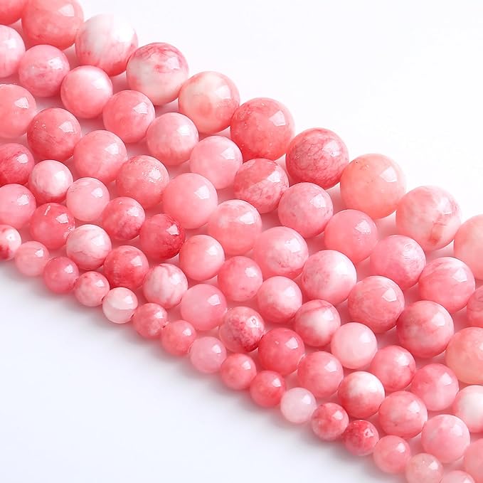 8MM 46PCS Pink Persian Jade Spacer Loose Beads for Jewelry Making DIY Bracelet Necklace