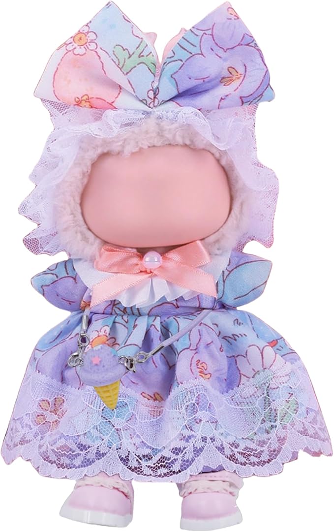 17cm Doll Clothes - 4 Set for 6.7 inches Doll Outfit，Clothing for Dolls Accessories.Cute Clothes for Dress up (dolldress-Purple)