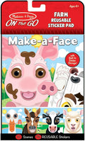 Melissa & Doug On The Go Make-a-Face Reusable Sticker Pad Travel Toy Activity Book – Farm Animals (10 Scenes, 76 Cling Stickers)