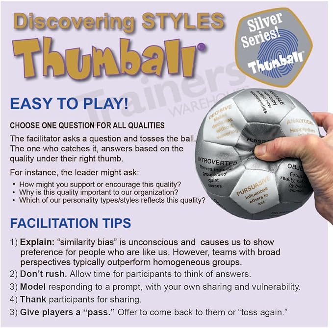 Trainers Warehouse 6" Thumball Collection, 32 Prompts for Conversation, Team Building, Relationship and Training