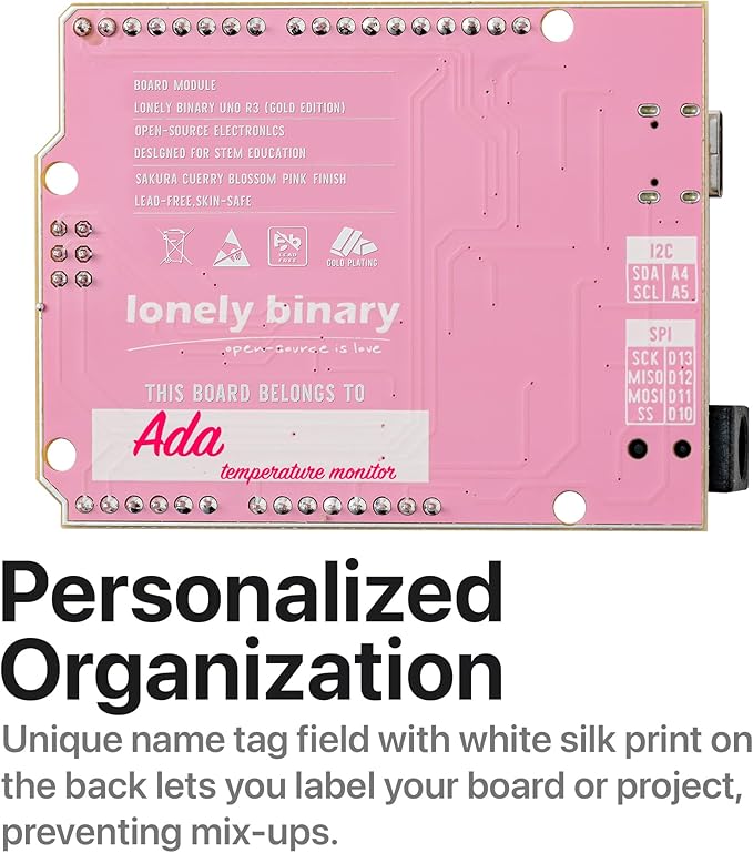 Sakura Pink UNO R3 Silver Edition Type-C Lead-Free ATmega328P Development Board – Compatible with Arduino IDE, for DIY & STEM Projects (1-Pack Sakura Pink)