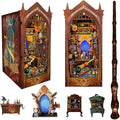 Book Nook Kit for Adults 3D Puzzle Miniature House Kit for Adults Craft Lovers Bookshelf Decor DIY Model Kit with LED Sensor Light-Magic Academy (SQ-38)