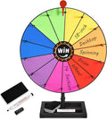 18-inch Tabletop Prize Wheel, Prize Wheel Spinner with Stand & Storage Base, Featuring a Prize Wheel with 14 Customizable Color Sections. Suitable for Party Games, Family Games (with line)