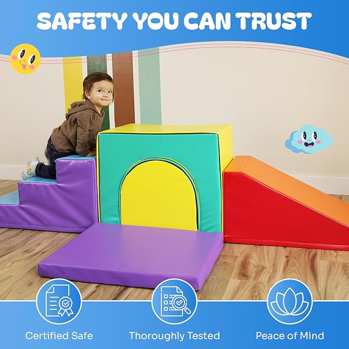 New Bounce Toddler Climbing Toys - Soft Play Set for Kids - Foam Climbing Blocks - Safe Soft Gym Equipment - Great for All Ages