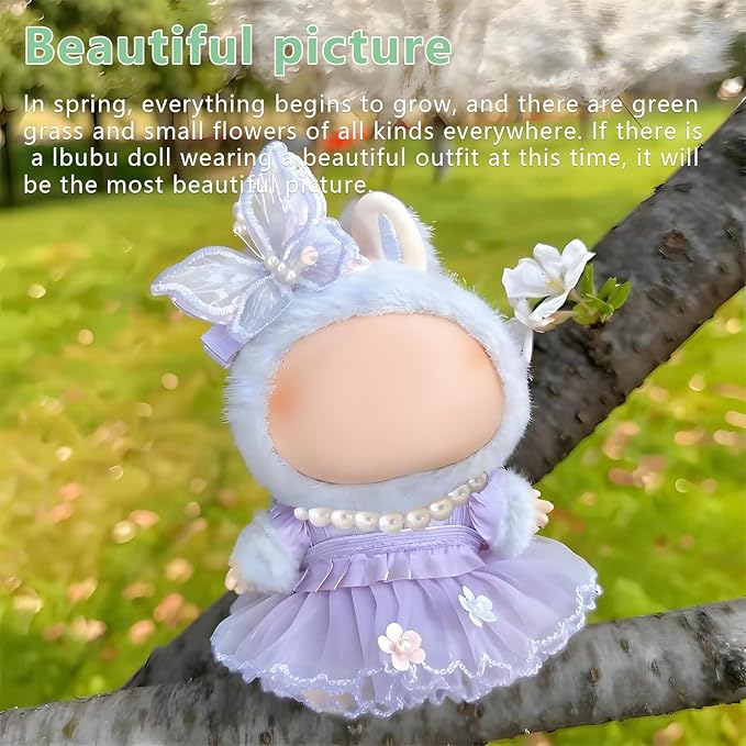 Doll Clothes Set for 17cm Dolls - Princess Dress Outfits with Bonnet/Bow Hair Accessories, Cute Clothes for Display & Photography (STK07)