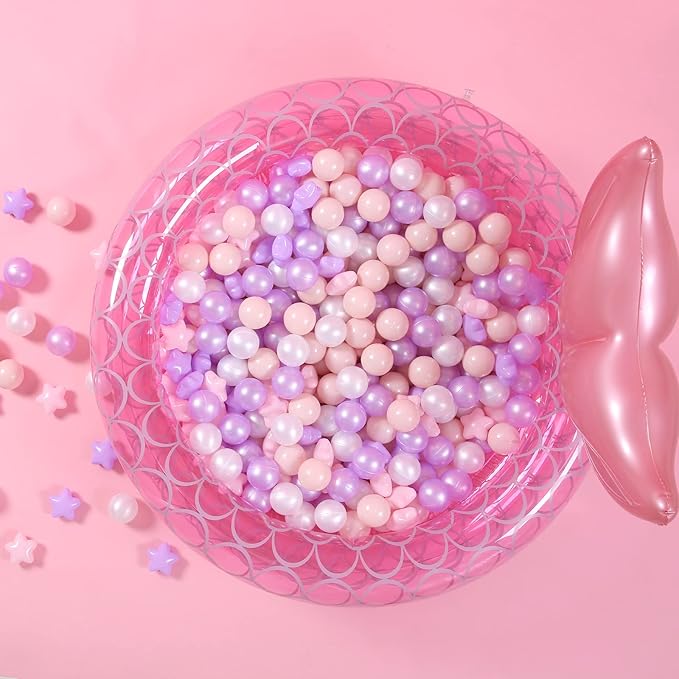 GOGOSO Ball Pit Balls for Toddlers Phthalate-Free BPA-Free Non-Toxic Crush Proof Soft Plastic Play Balls Baby Kids Shape Tent Pool Playhouse Playpen Party Decor, Pink Blue Purple White,200PCS