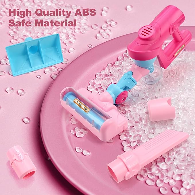 Kids Vacuum Cleaner Toy for Toddlers - Toy Vacuum Set Pretend Role Play Household Toys with Sound Effects for Age 3+ Boys Girls Learning Toys Birthday