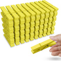 50PCS Colored Wooden Clothespins, 2.9inch Yellow Clothes Pins for Clip Pictures Photos Decorative, Small Colorful Wood Decoration Closepins Clips