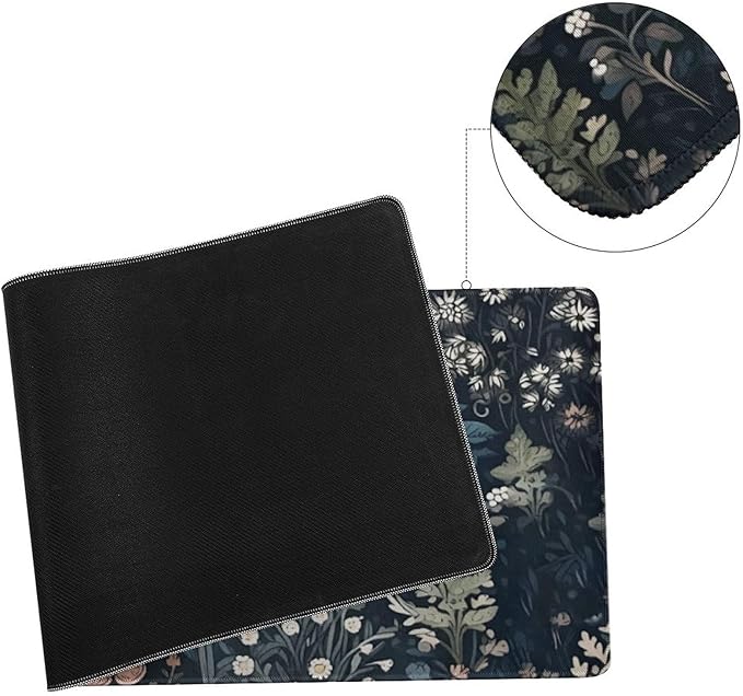 Dark Flower, Floral Plants Mouse Pad, Aesthetic Wildflowers Desk Pad, Gaming Mouse Pad, Non-Slip Rubber Base, Stitched Edges，31.5x11.8 inch Computer Mouse Mat Keyboard for Home Office