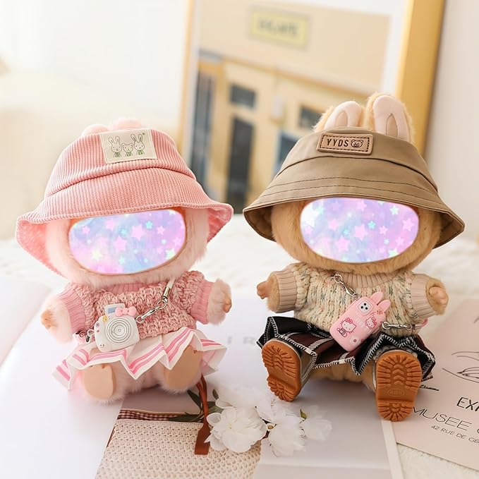 17cm Doll Clothes Set, 5 Pieces Dress Outfit Set for 6.7inch Doll Suit, Fashion Chic Hat & Clothes Accessories for 1st/2nd/3rd Gen Dolls Play & Display Pink