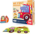 Toi 6 Packs Large Piece Toddler Jigsaw Puzzles for Kids Aged 2.5+, Animal Shaped Floor Puzzles for Beginner, Preschool Learning Game for Boys Girls, Shape Vehicle