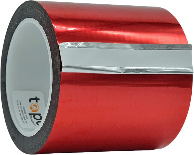 WOD MPFT2 Red Metalized Polyester Mylar Film Tape with Acrylic Adhesive, 4 inch x 72 yds. Vibrant Mirror Red Tape, Decor Tape for Detailing Accent Wall, Graphic Arts, Car and Boat Trim