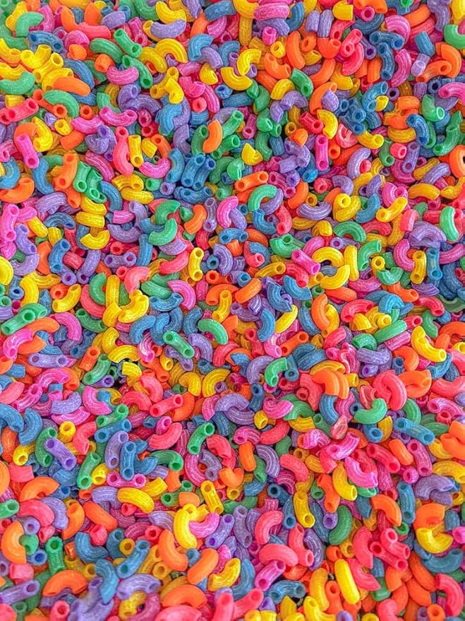 2 Cups of Rainbow Pasta Sensory Bin Filler for Sensory Table - Elbow Noodles