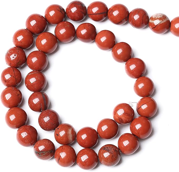 10MM 36PCS Natural Stone Chinese Red Jaspers Spacer Beads for Jewelry Making DIY Bracelet