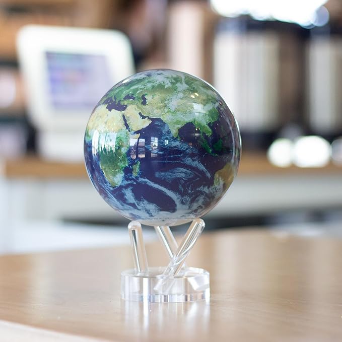 MOVA Globe Earth with Clouds – 8.5” Self-Rotating Globe Powered by Light | Silent Motion, No Batteries or Wires | Unique Desk Decor or Gift for Space Lovers