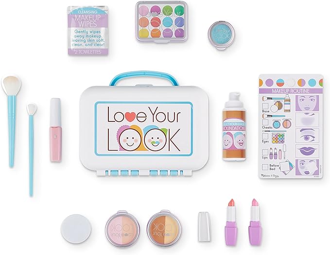 Melissa & Doug Love Your Look Pretend Makeup Kit Play Set – 16 Pieces for Mess-Free Pretend Play (Does NOT Contain Real Cosmetics)