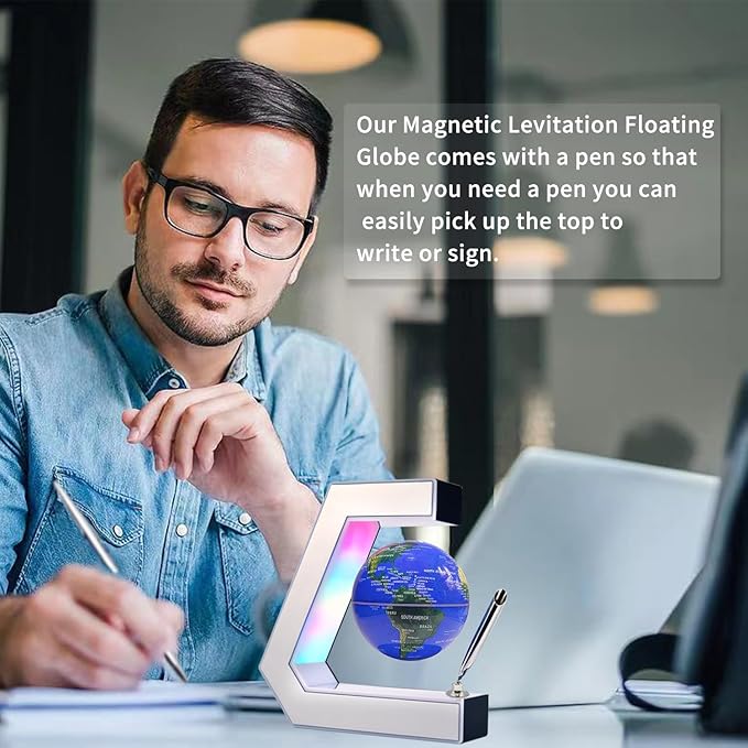 Flagest Magnetic Levitation Globe with LED Lights & Touch Control and Pen, Floating Globes for Educational Home Office Desk Bookshelf Decor, Birthday Anniversary Holiday Creative Gift(3.3 Inches Globe)