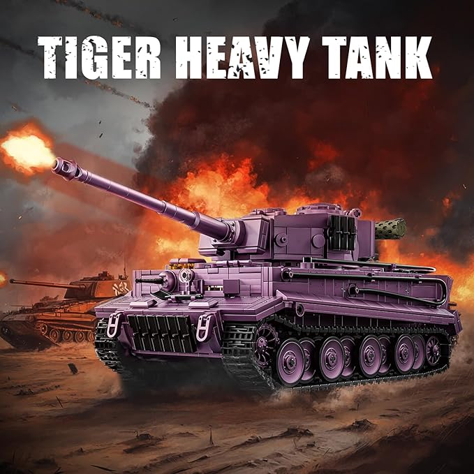 1:28 Tiger Heavy Tank Building Blocks Set for Adults, Compatible with Lego Army Tank, WW2 Military Vehicle Toys Historical Collection Model for Military Fans, Gifts for Teens Kids Boys 8-14 (1668 PCS)