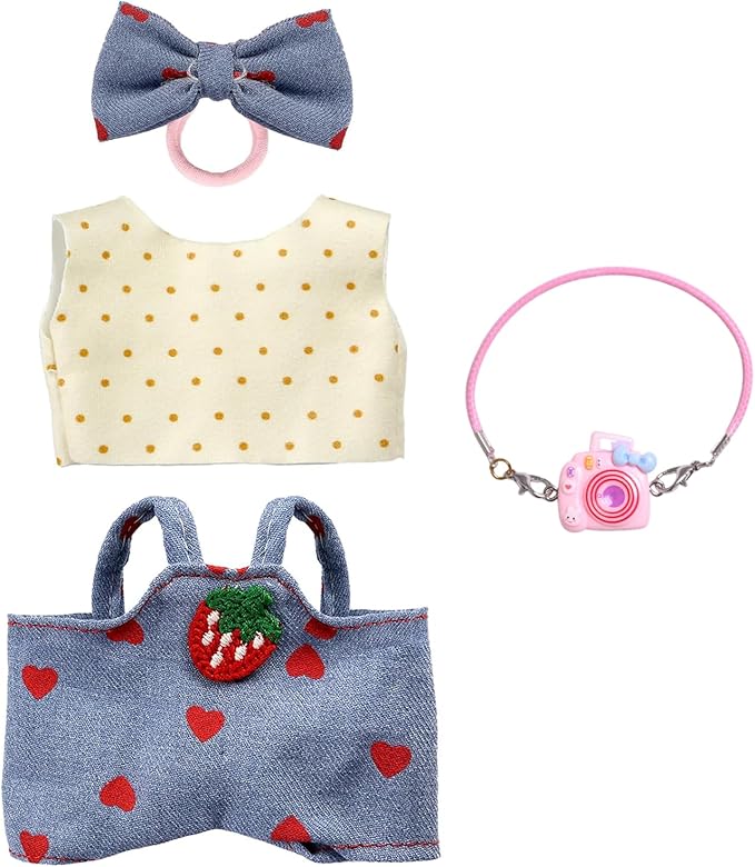 Clothes for 17cm Doll,Outfit for Doll,Dress and Hairpin Set for Dolls Dress Up,Accessories for 17cm Dolls (Style-E)