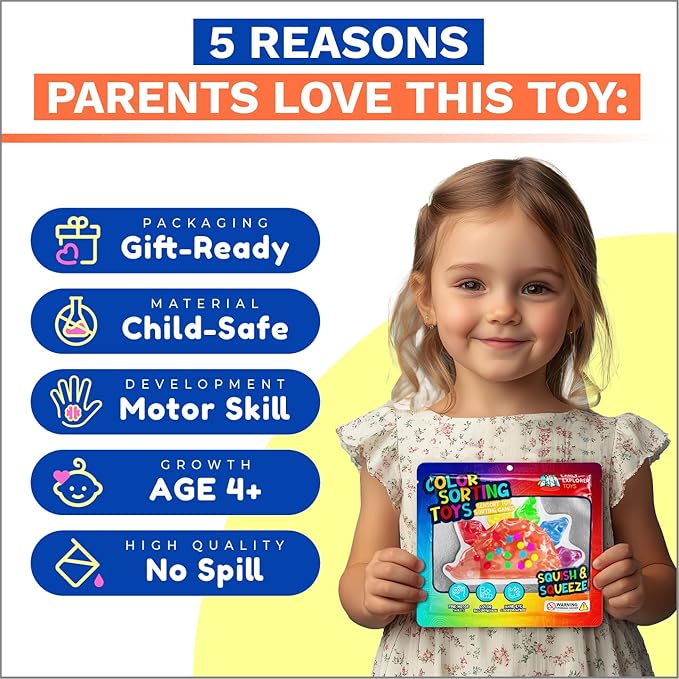 Sensory Toys for Toddlers Travel Toys Porcupine Color Sorting Matching Montessori Squishy Toy for Toddler Car Activities Calm Down Preschool Toy 5 Vibrant Fine Motor Skills Color Sorting Game