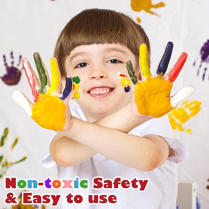 AROIC Non-Toxic Finger Paint Set for Kids & Toddlers-Vibrant Washable 8 Colors (60ml),Creative Art Gift for Boys Girls,Hand Painting Art Supplies for DIY Crafts & Early Education