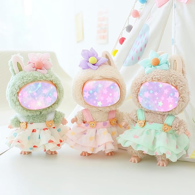 17cm Doll Clothes Set, 3 Pieces Dress Outfit Set for 6.7inch Doll Suit, Fashion Chic Hat & Clothes Accessories for 1st/2nd/3rd Gen Dolls Play & Display Light Beige
