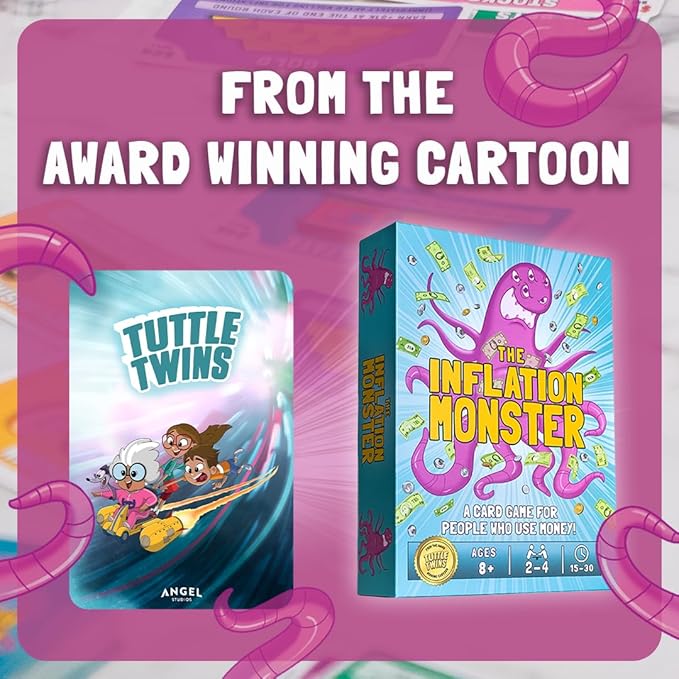 ANGEL STUDIOS Inflation Monster Card Game | Educational Card Game for Kids Ages 8+ | Family Board-Game | Learn Money, Math, Investing, & Inflation | 2-4 Players | Tuttle Twins