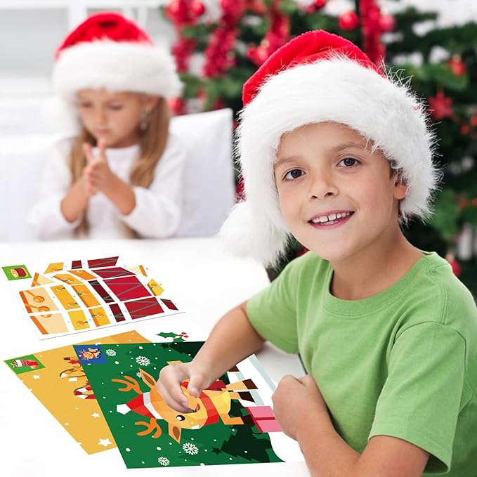 TBEEJ 2PCS Christmas’s Day Crafts for Kids Ages 4-8 Sticker Paint Books Gift Party Create 20 Pictures（Sticker Sheets are Separate）