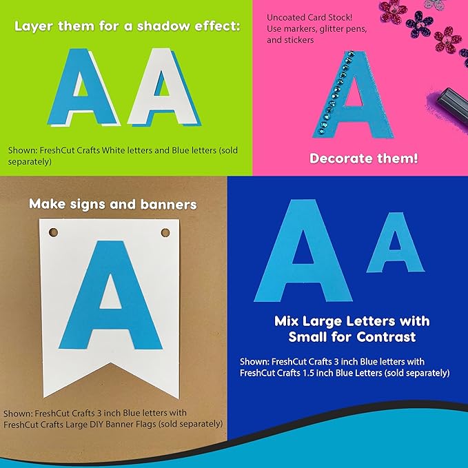 209 Pcs 3" Blue Bulletin Board Letters & Numbers, Capital Letters, Numbers, Punctuation, US Made Card Stock Punch Out Letters for Poster, Bulletin Board, Classroom - Precut Letters & Numbers