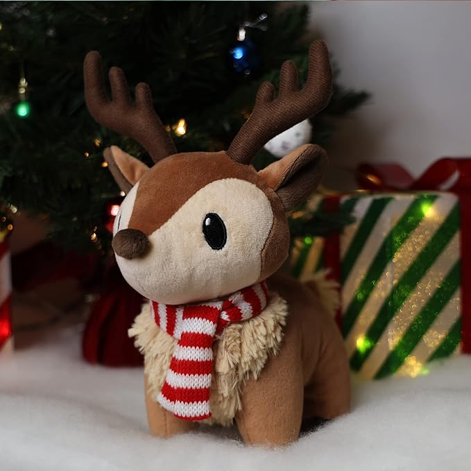 Plush Reindeer Stuffed Animal - Holiday Deer Characters with Antlers Toy for Kids - Christmas Decor Animals - Small Plushie Toys - 12 Inch - Ralphie