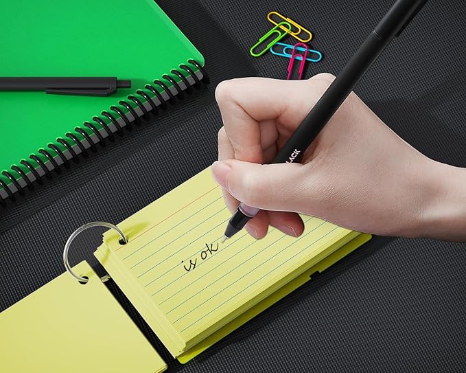 Colored Index Cards 3x5, YIZUUN Flash Cards with Ring, 200 PCS, Ruled Note Cards, Flash Cards for Studying, 3x5 Note Cards for Office, Home, School