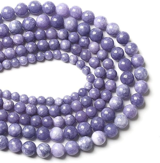 12MM 32PCS Lavender Purple Chalcedony Stone Loose Beads for Jewelry Making DIY Bracelet Necklace