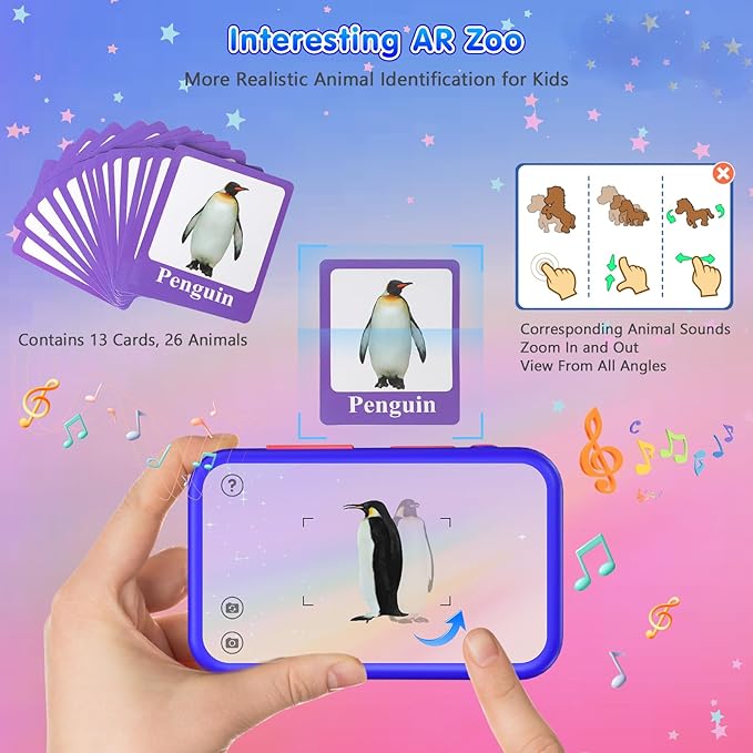 VATOS Kids Smart Phone Toy for Girls Boys 3 4 5 6 7 8 9 Years Old, 4" Large Touchscreen Spider Style Kids Cell Phone with Dual Camera, Music Player, Puzzle Game, 8GB Memory Learning Toy Birthday Gift