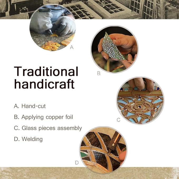 Bieye L10648 Tulip Flower Tiffany Style Stained Glass Mini Table Lamp Night Light with 5-inch Wide Lampshade for Bedside Bedroom Living Room Home Decoration, 10 inches Tall