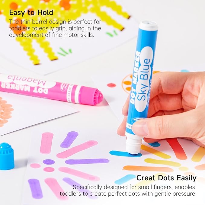 Shuttle Art Dot Markers, 30 Colors Washable for Toddlers with Free Activity Book, Bingo Daubers Supplies for Kids Preschool Children, Non Toxic Water-Based Dot Art Markers
